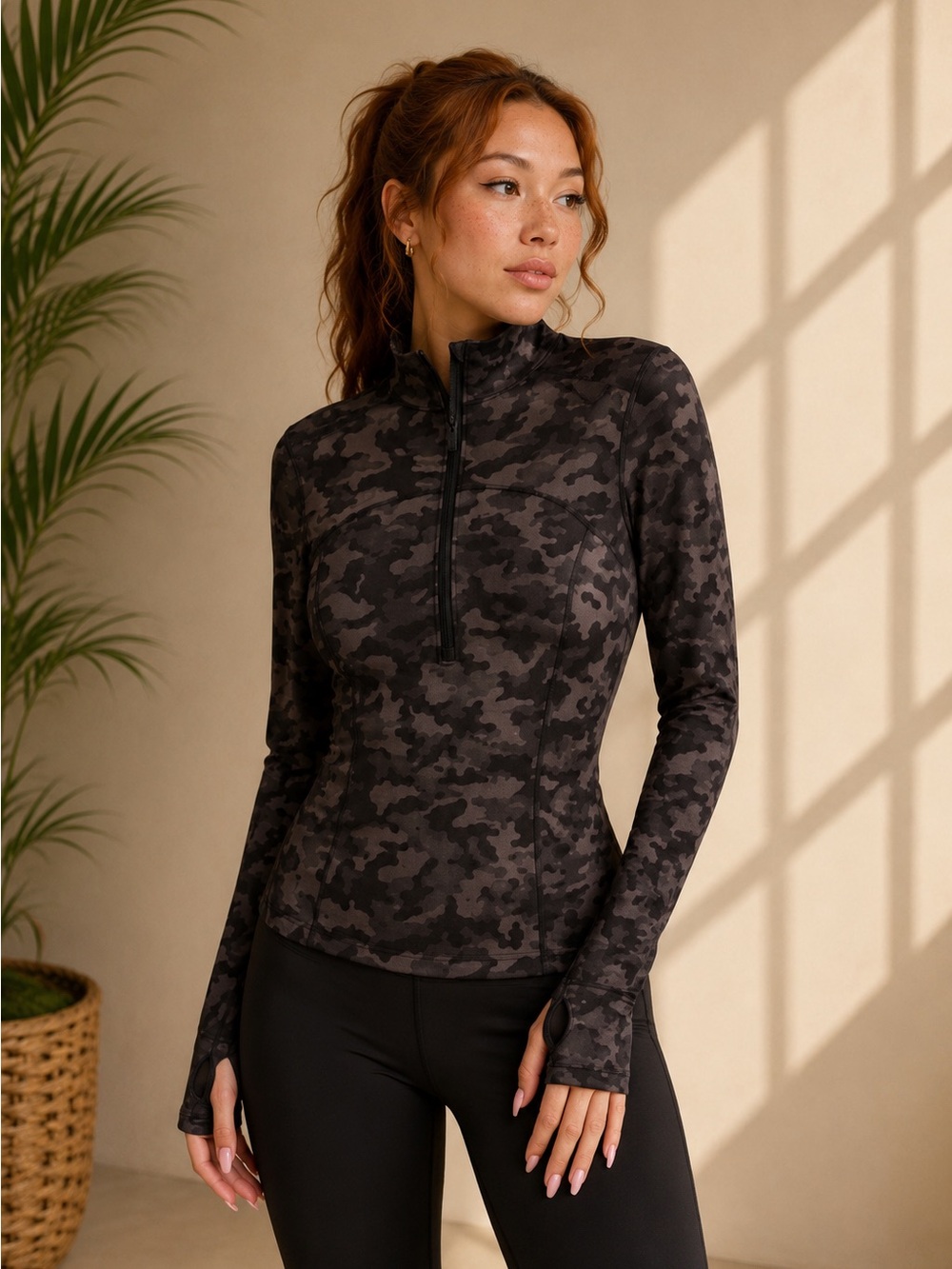 Lulu lemon Women’s Black Camo Quarter-Zip Jacket